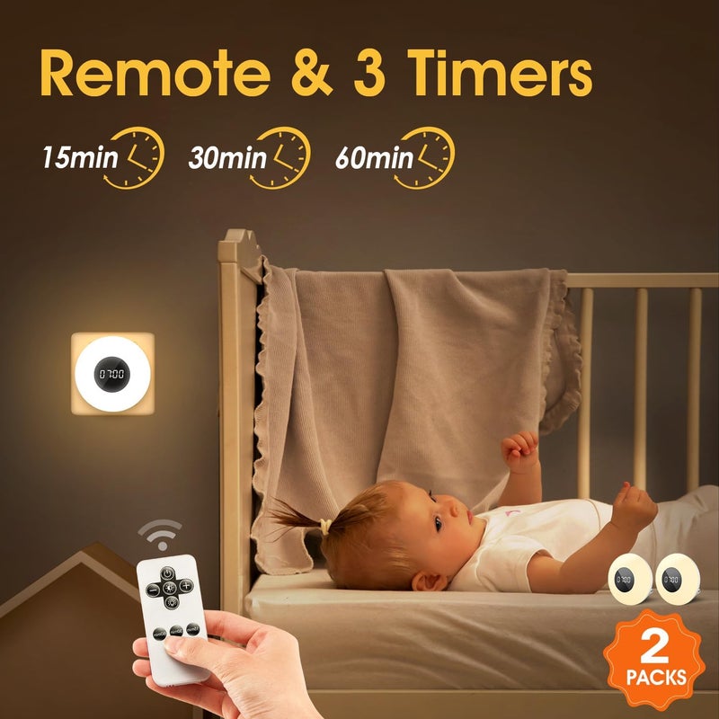 Onefire 【2 Pack】 Bathroom Clock,10 Levels Dimmable+3 Light Colors+Remote Shower Clock+Bathroom Shower Timer, 90 Lumen Shower Lights, Aora Night Light, Small Clock Plug in Timer, Dimmable Night Light - Image 5